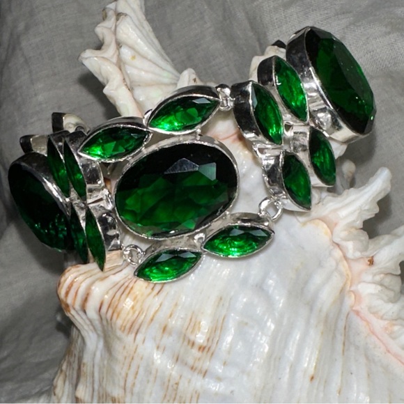 Sparkly Tourmaline multi-gem cluster statement cuff Bracelet